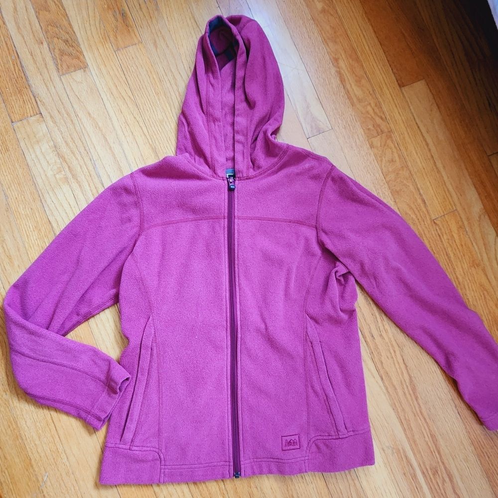 REI fleece hoodie womans Large Cranberry Athleisure wear Medium